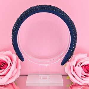 J. Crew Headband Blue Dark Evening Rhinestone Studded Headband Formal Holiday